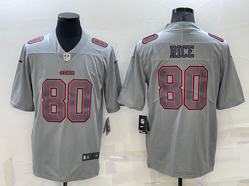 Men San Francisco 49ers 80 Rice Grey 2022 Nike Limited Vapor Untouchable NFL Jerseys